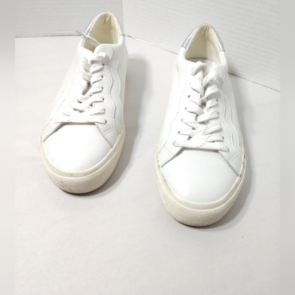 Madewell White & Silver Leather Sneakers Size 7.5 M - Picture 14 of 15